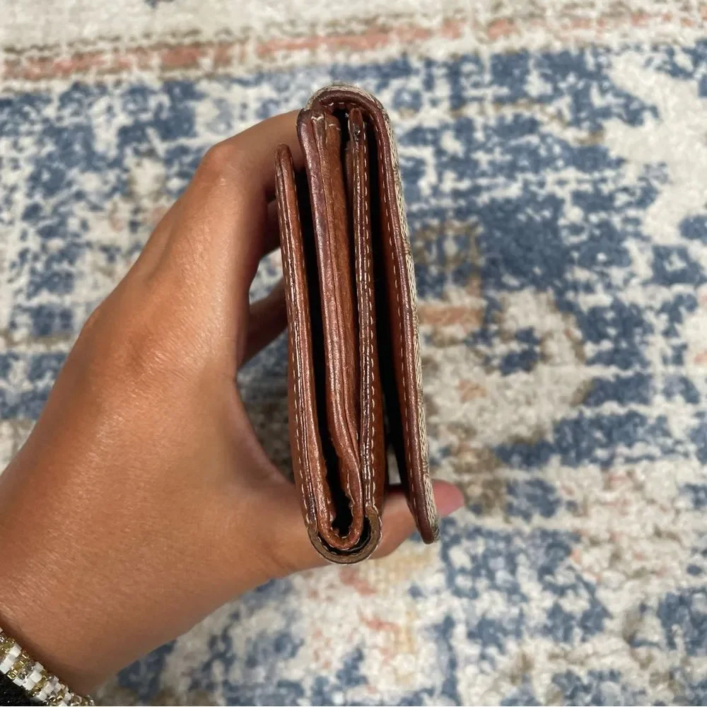 Vintage Kate Spade Red, Pink, and Tan Patterned Wallet Leather and Canvas